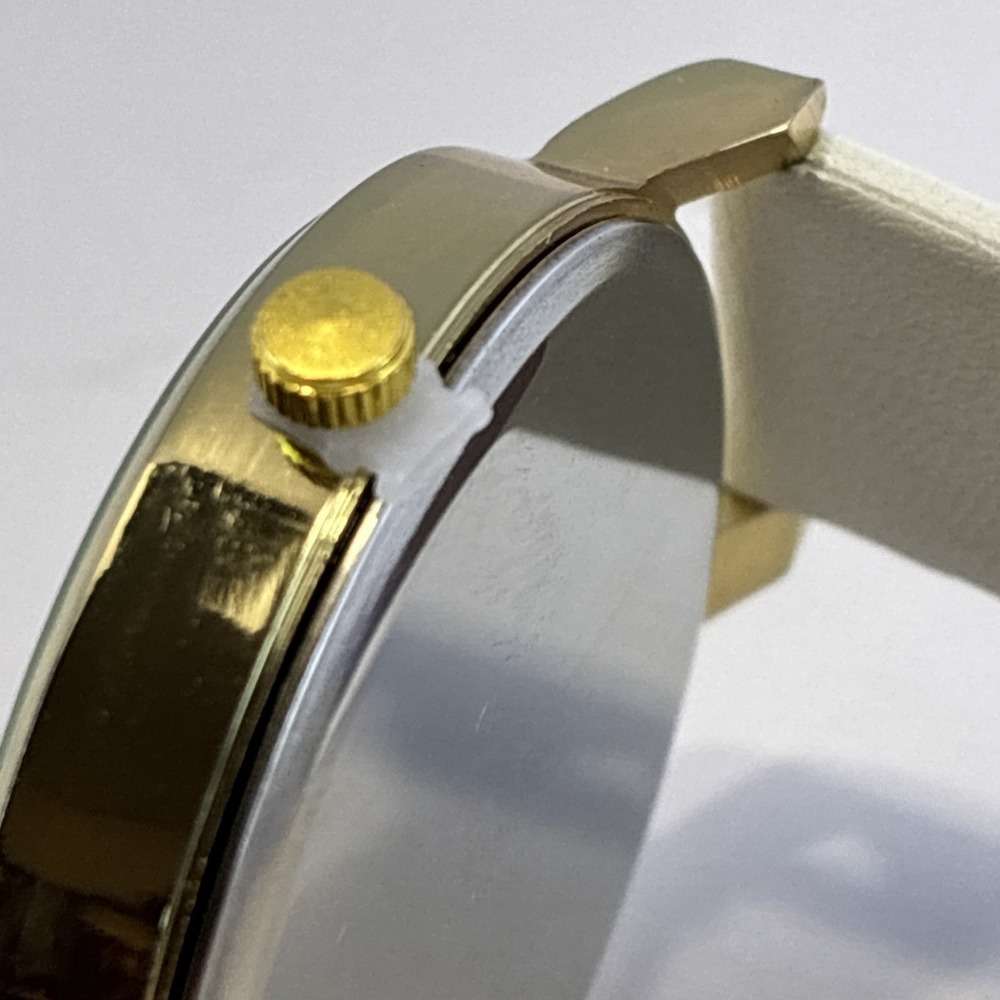 Gold Tone Butterfly Dial Watch White Faux Leather Band Easy Read Watch New Batt. - Picture 6 of 13